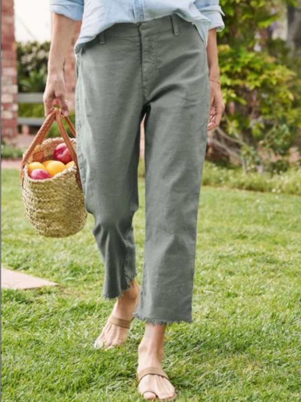 Frank & Eileen Mint Green Pants with High-Rise Waist